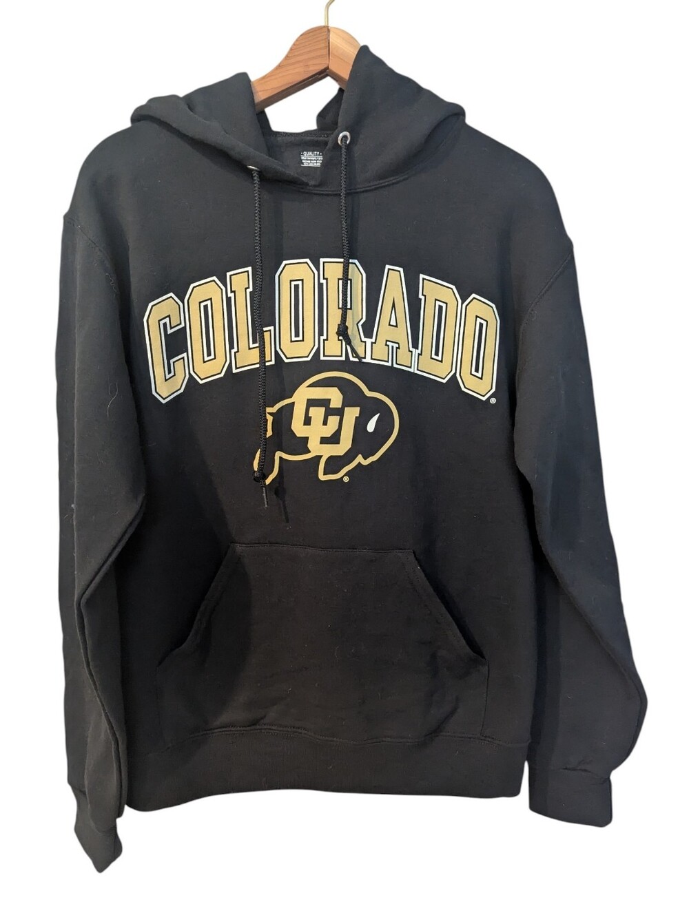 Colorado CU Buffaloes Black & Gold Hooded Sweatshirt Small